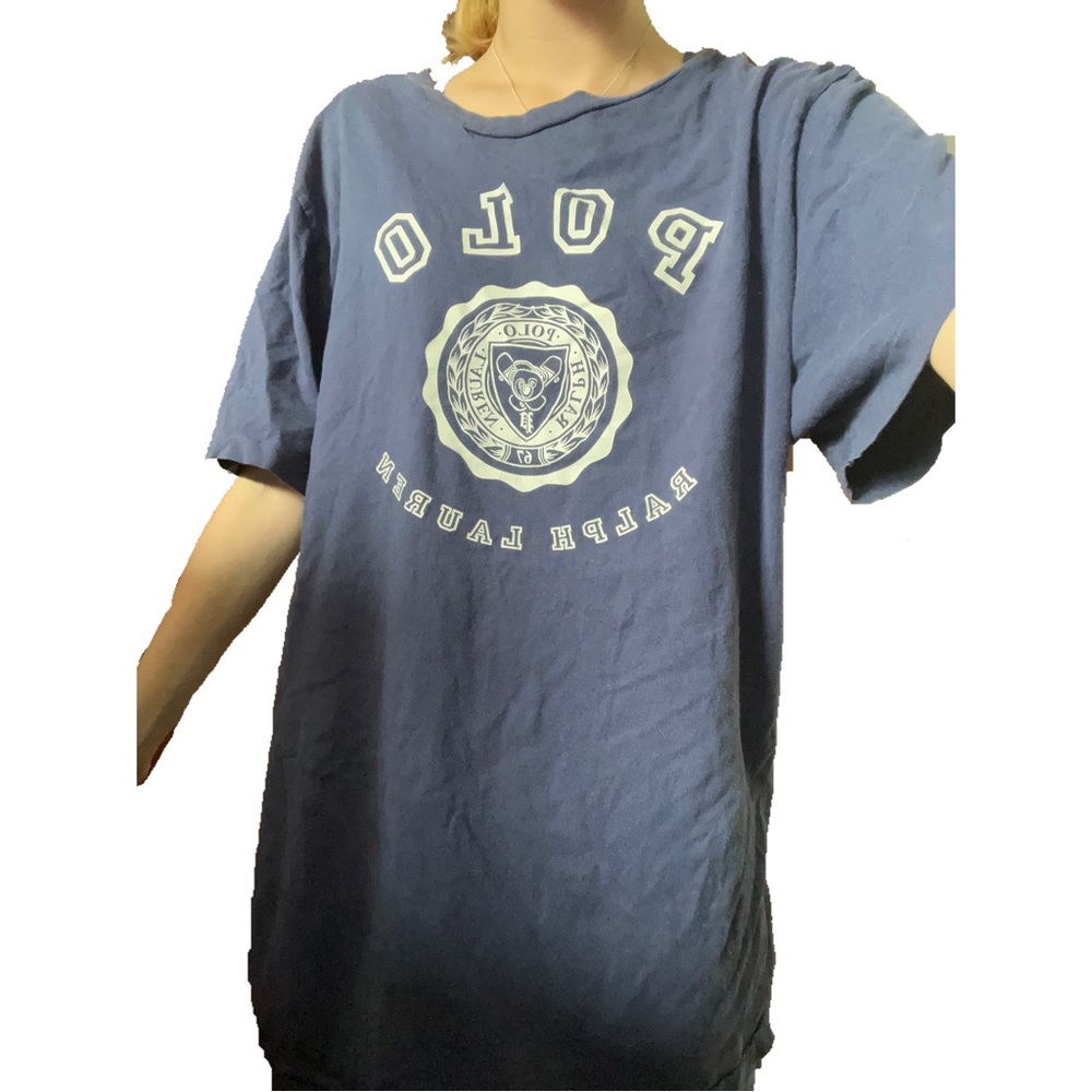 blue polo shirt